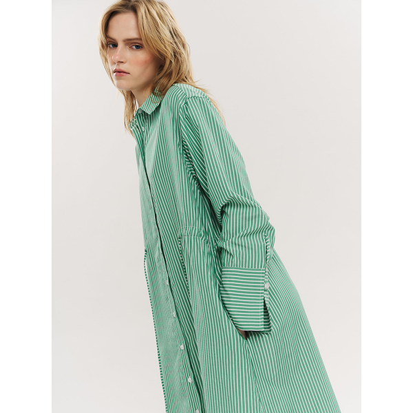 Sally Midi Dress Vineyard Green Stripe