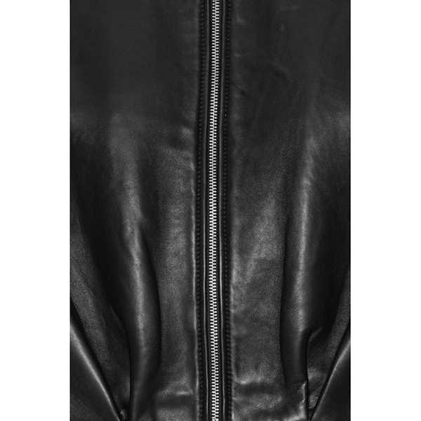 Bonded Boxy Leather Jacket Black