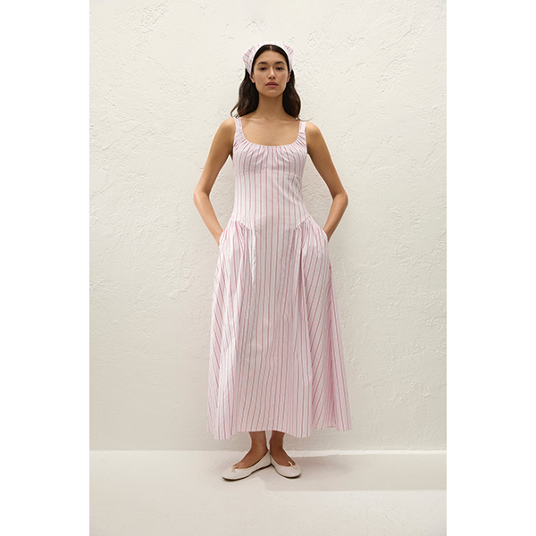 Marcella Midi Dress Fiori Stripe Palazzo
