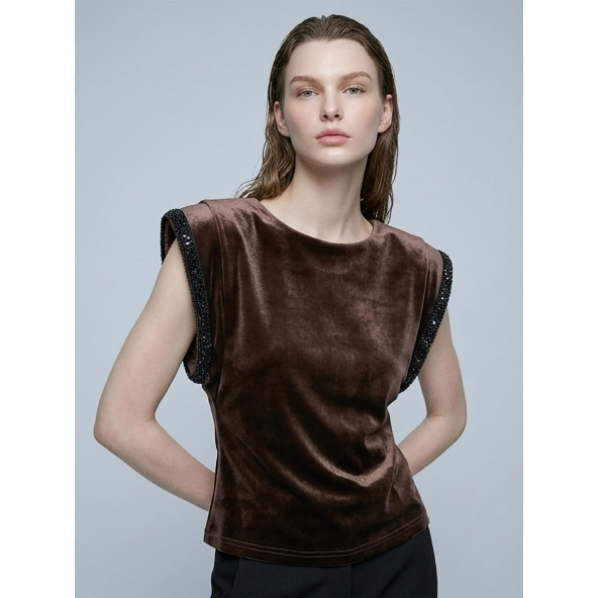 Sunset Velour Top Cocoa Brown