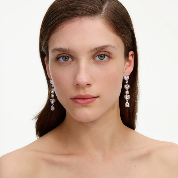 Crystal Heart Tiered Earrings