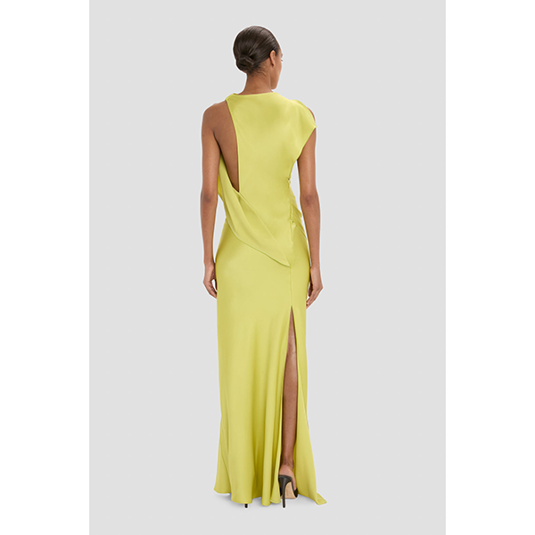 Sleeveless Draped Kyra Gown Chartreuse