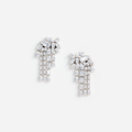 Multi Crystal Dangle Earrings Silver