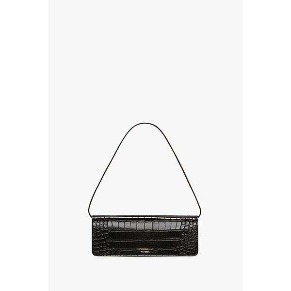 Dorian East-West Clutch Black Croc