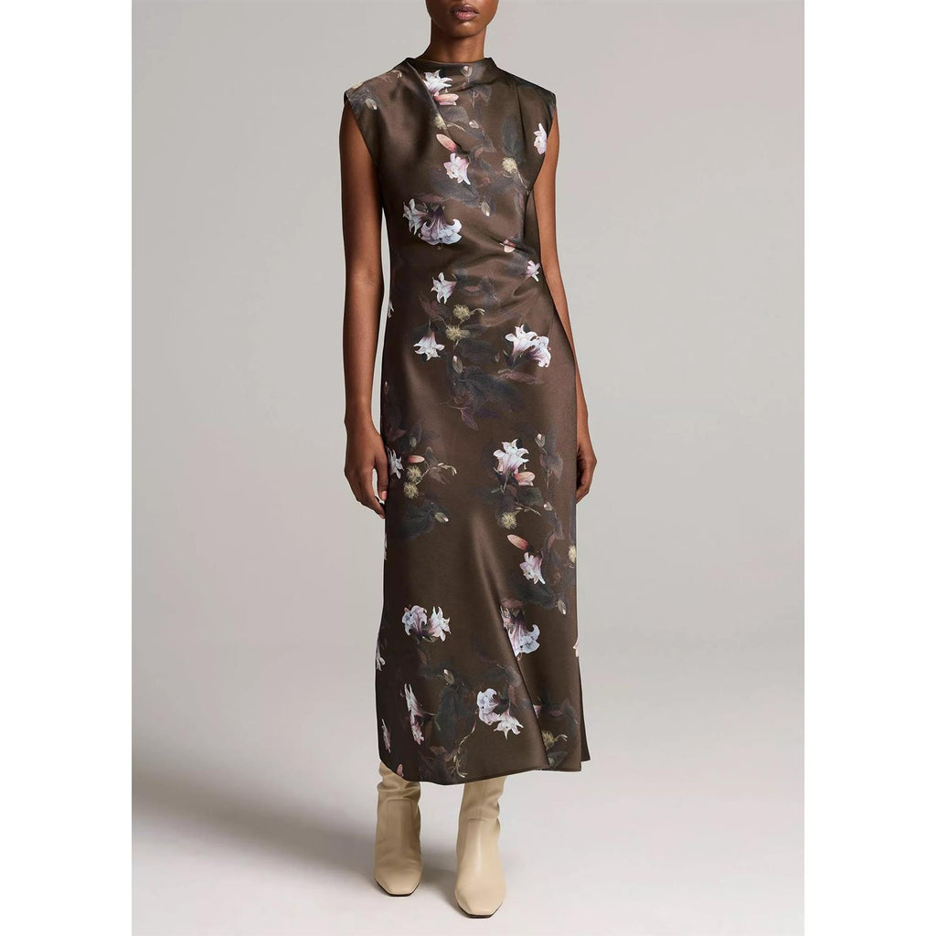 Lily Vine Draped Funnel Nk Dress Cypress Lily