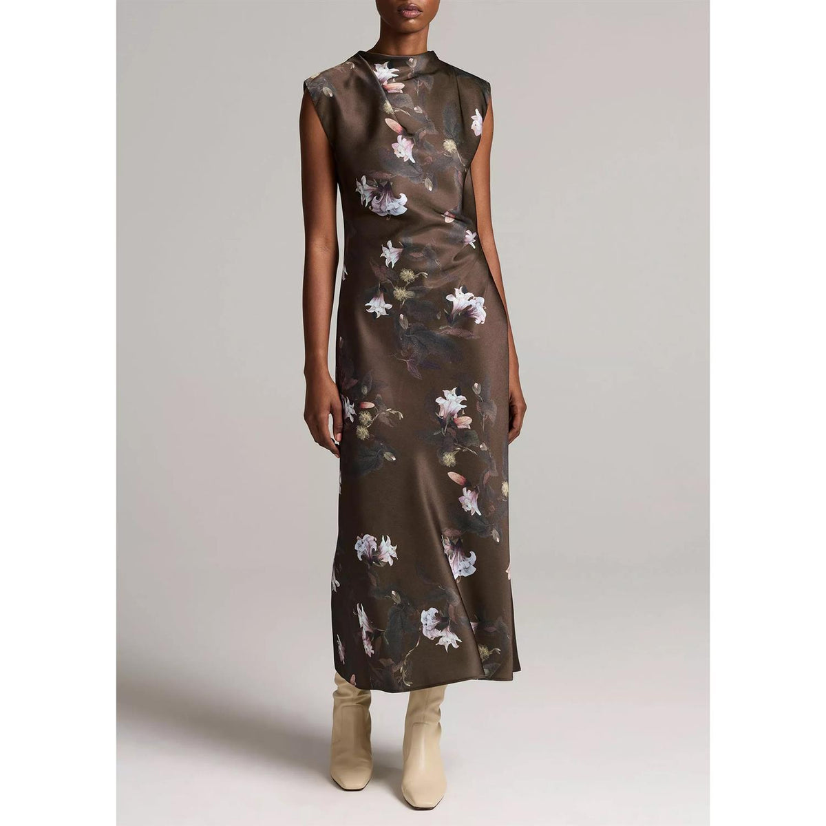 Lily Vine Draped Funnel Nk Dress Cypress Lily