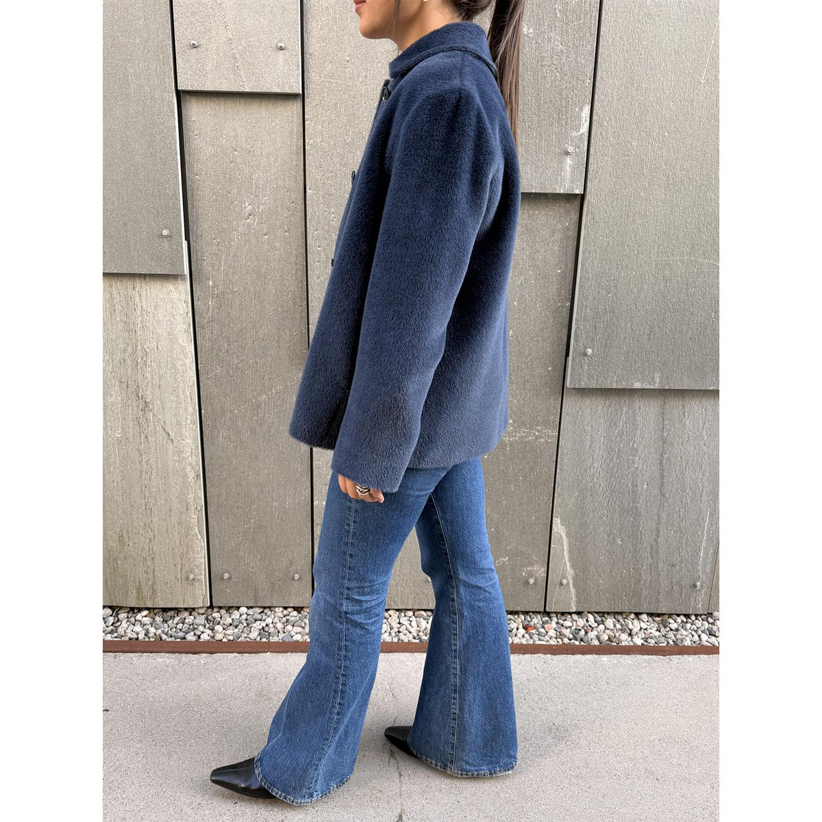 Agnes Alpaca Coat Blue