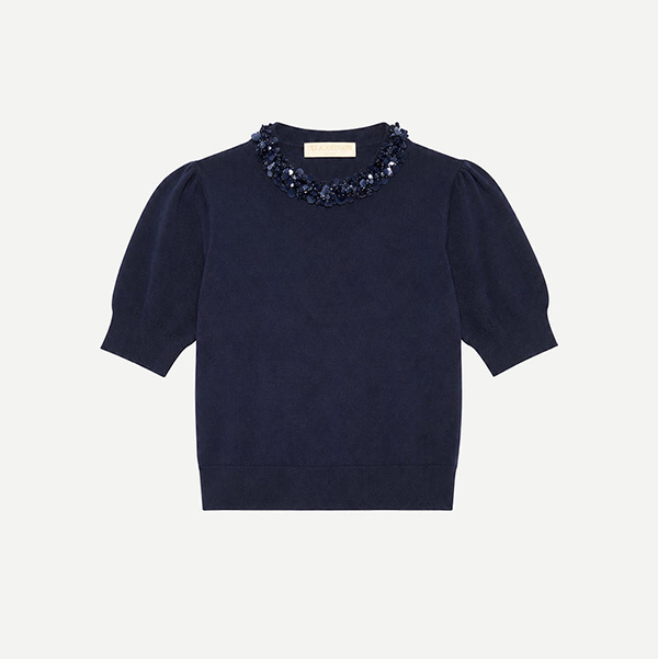 Jude SS Embellished Top Midnight