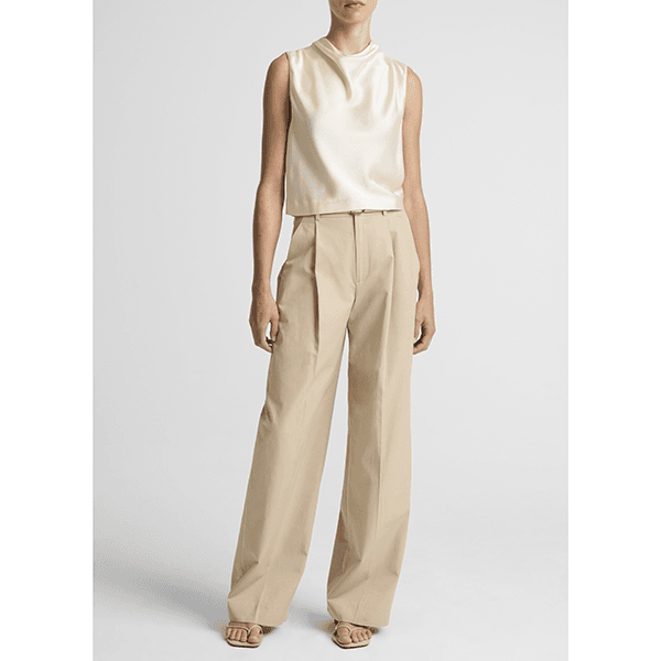 Cropped Cowl Nk Top Flax