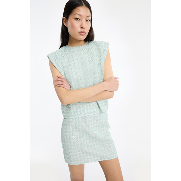 Beaded Mini Skirt Ice Flow