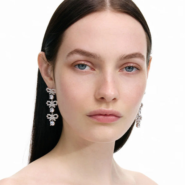 Micro Bow Crystal Tiered Earrings