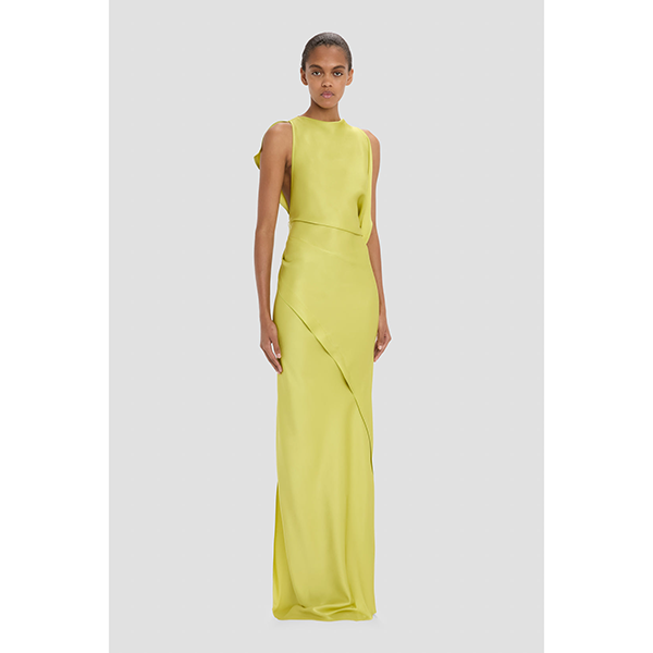Sleeveless Draped Kyra Gown Chartreuse