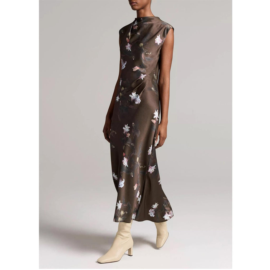 Lily Vine Draped Funnel Nk Dress Cypress Lily
