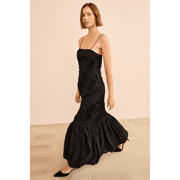 Augustina Cami Long Trumpet Dress Noir
