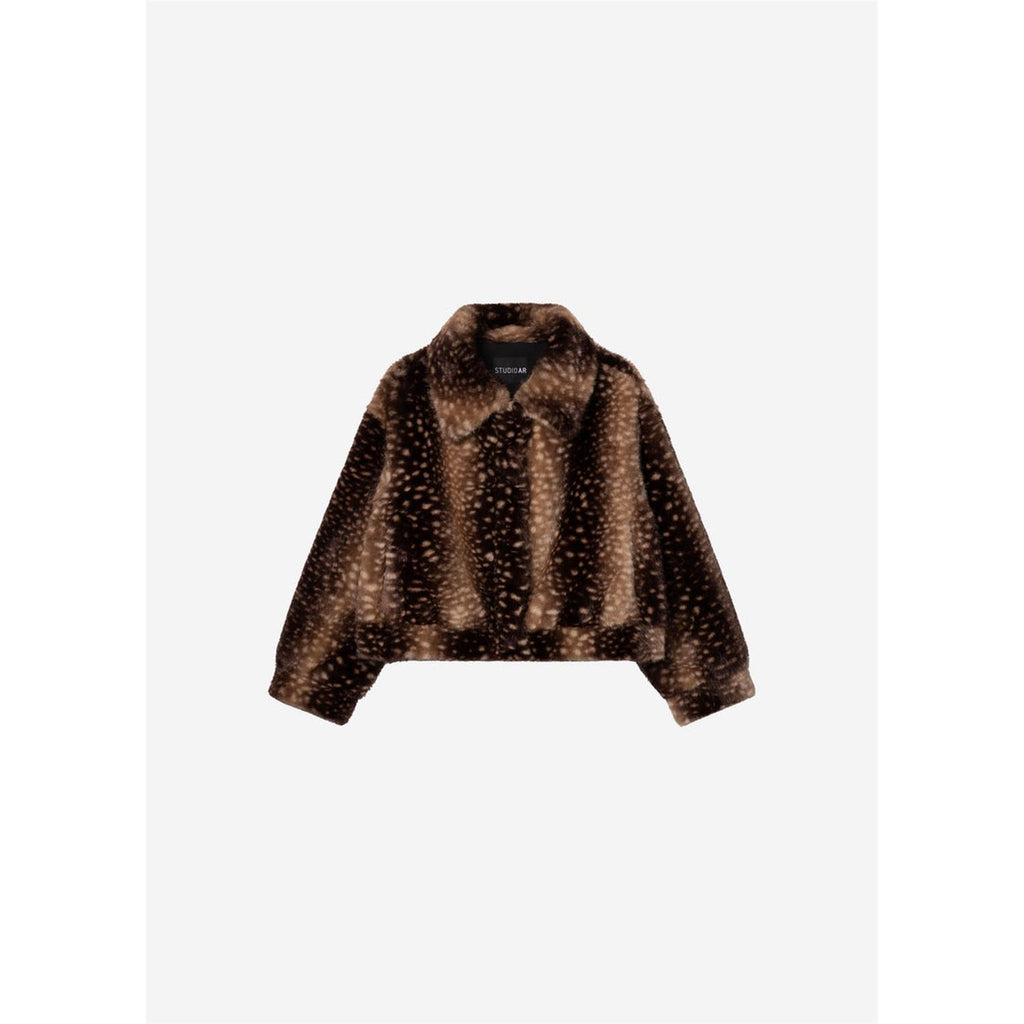 Lucy Faux Fawn Jacket Brown
