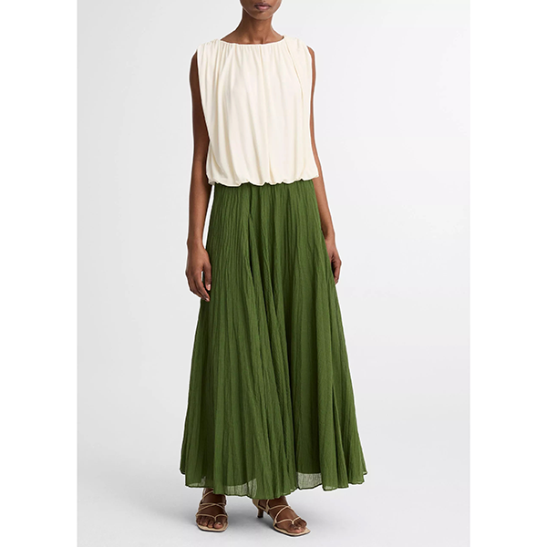 Crinkled Maxi Skirt Herb