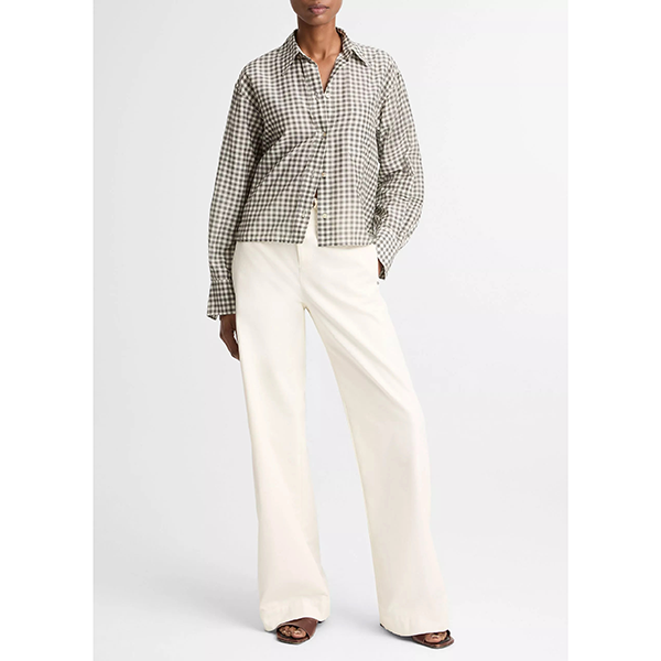 Cropped L/S Shirt Off White/Smoke