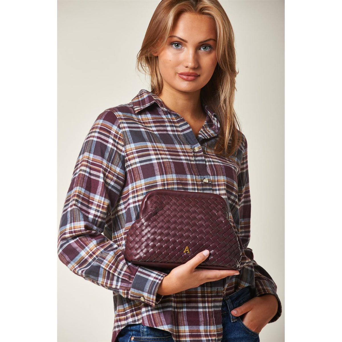 Woven Clutch Burgundy