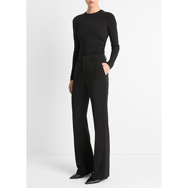 Mid Rise Tailored Flare Pant Black