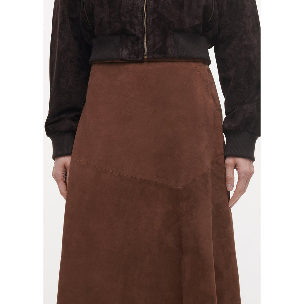 Helena Suede Leather Skirt Cacao Brown