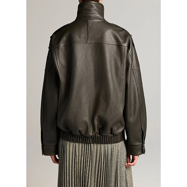 Leather Oversized Biker Jacket Deep Forest