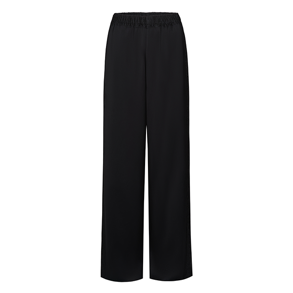Mid Waist Lace Trim Pull On Black