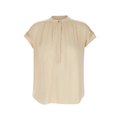 Gathered Nk Cap Slv Blouse Creme