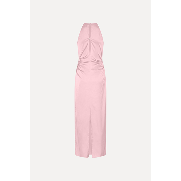 Halterneck Ruched Maxi Dress Begonia Pink