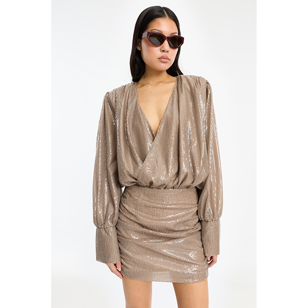 Sequins LS Mini Dress Fossil