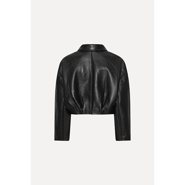 Bonded Boxy Leather Jacket Black