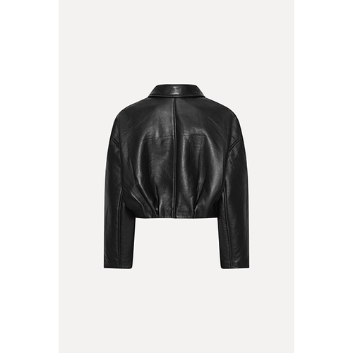 Bonded Boxy Leather Jacket Black