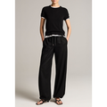 Mid Rise Soft Flannel Drawstring Pant Black
