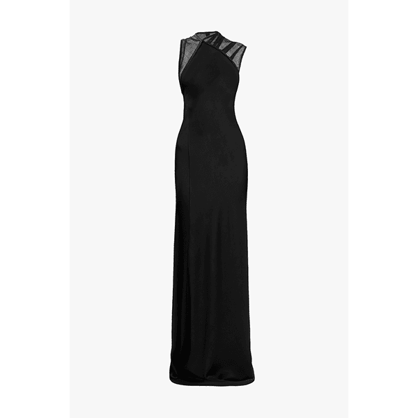 Mesh Detail Gown Black
