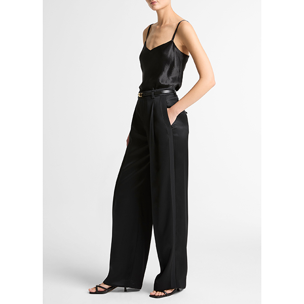 High Waist Satin Trouser Black
