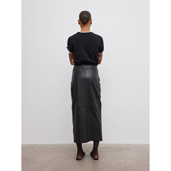 Leather Wrap Skirt Black