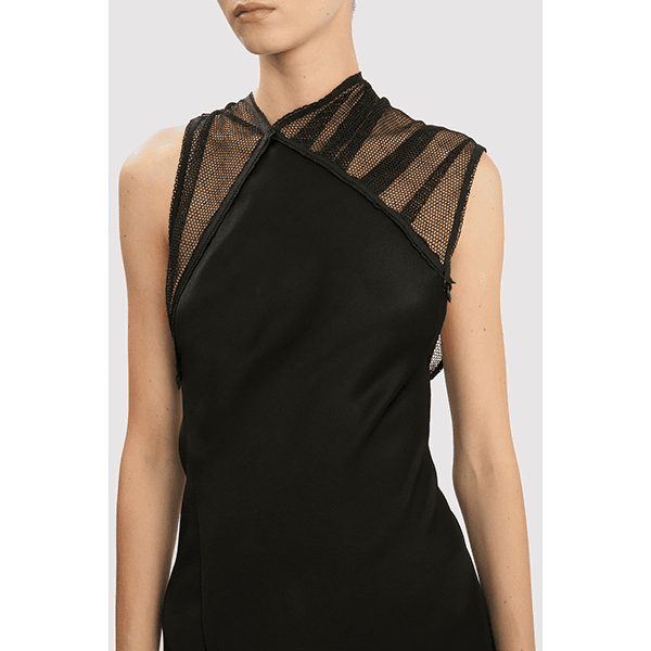 Mesh Detail Gown Black