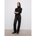 Shiny Tapered Wool Trouser Black