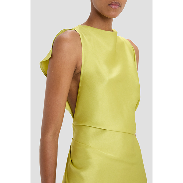 Sleeveless Draped Kyra Gown Chartreuse