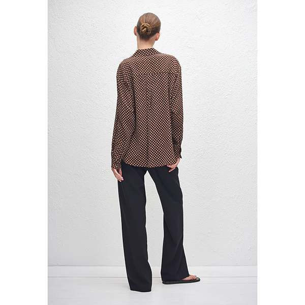 Long Sleeve Silk Shirt Polka Dot
