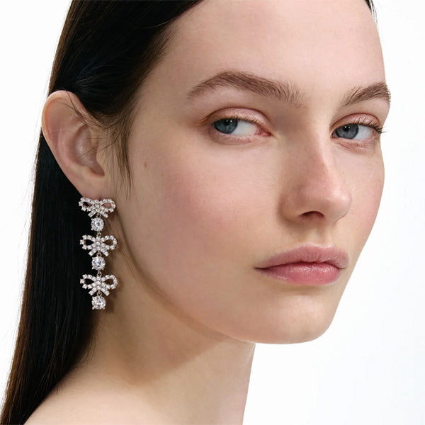 Micro Bow Crystal Tiered Earrings