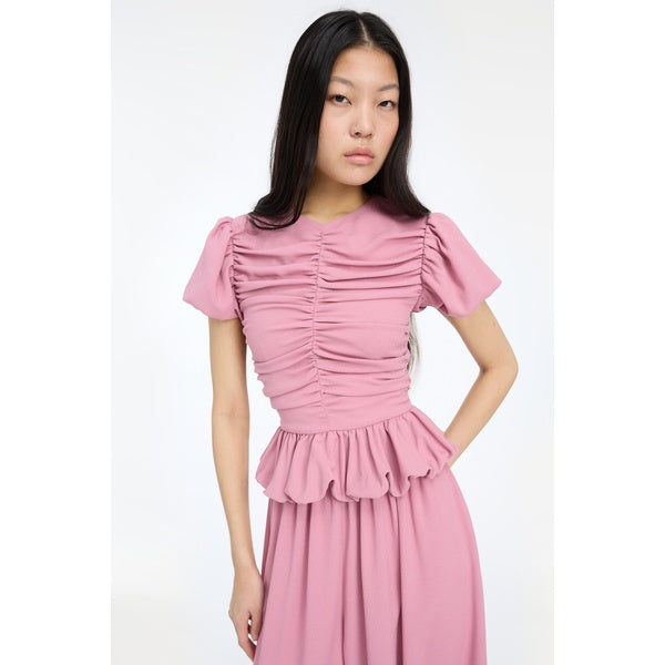 Ruched Puff Sleeve Top Lilas