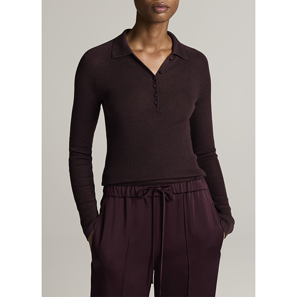 Ribbed Raglan Polo Blackberry