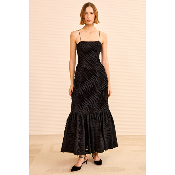 Augustina Cami Long Trumpet Dress Noir