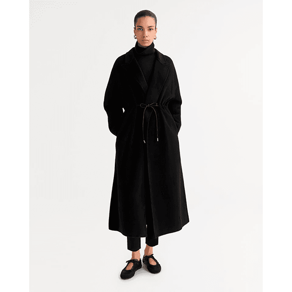 Drawstring Coat Black