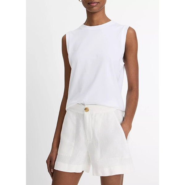 Mid Rise Hemp Short Off White