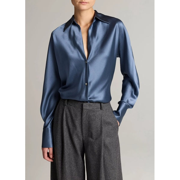 Bias L/S Blouse Blue Slate