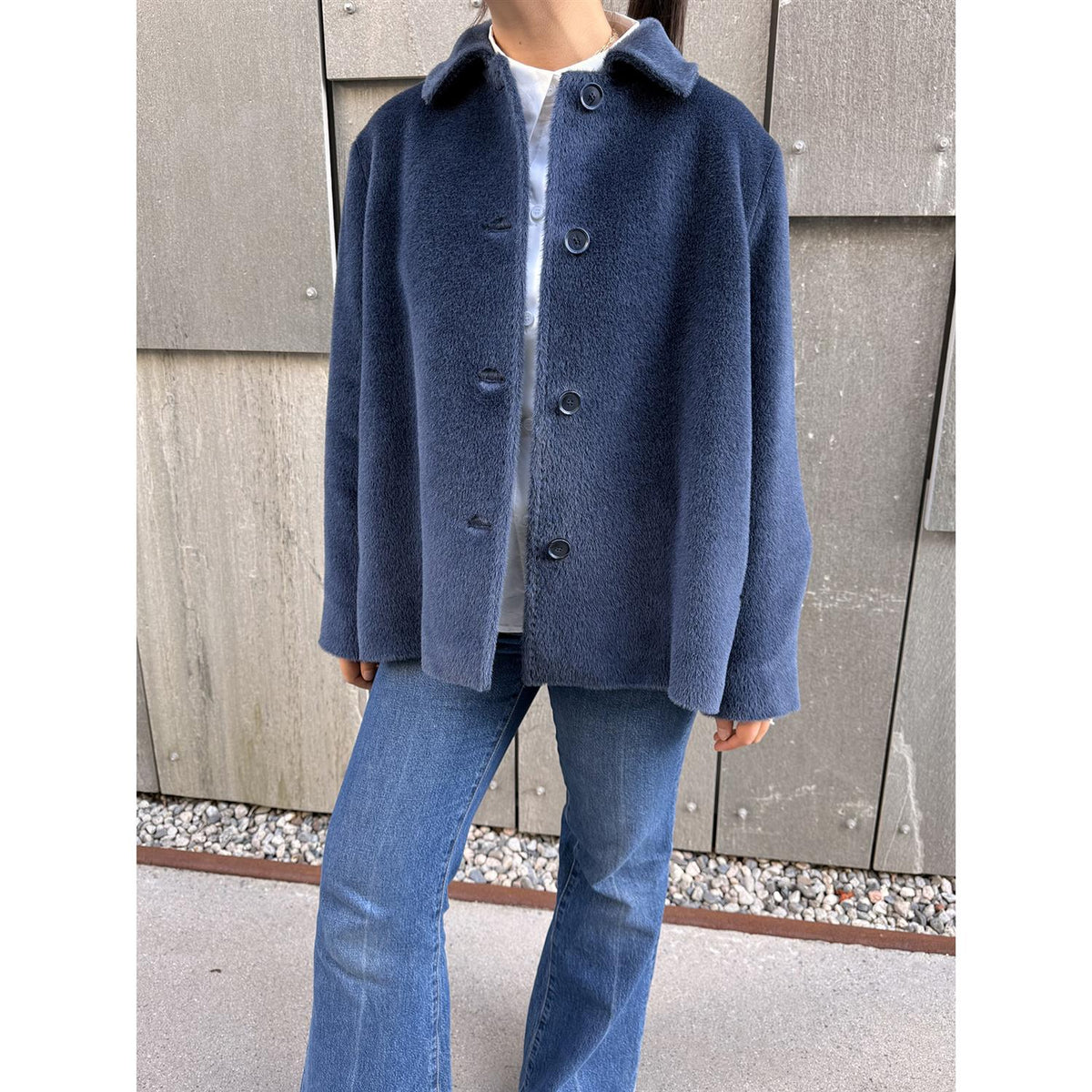 Agnes Alpaca Coat Blue