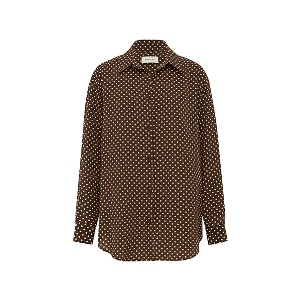 Long Sleeve Silk Shirt Polka Dot