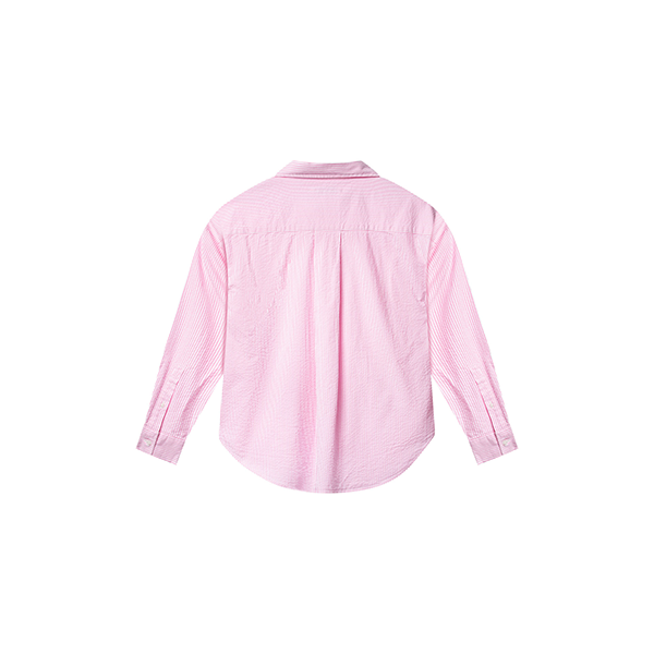 Venice Seersucker Classic Stripe Shirt Pink Stripe