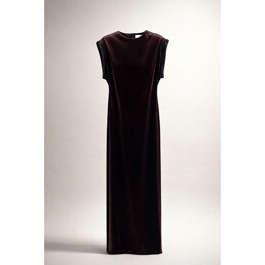 Sunset Velour Dress Cocoa Brown